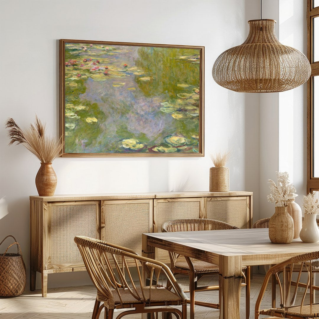 Immerse yourself in the serene beauty of 'Tranquil Impressionist Water Lilies.' This exquisite wall for Dining