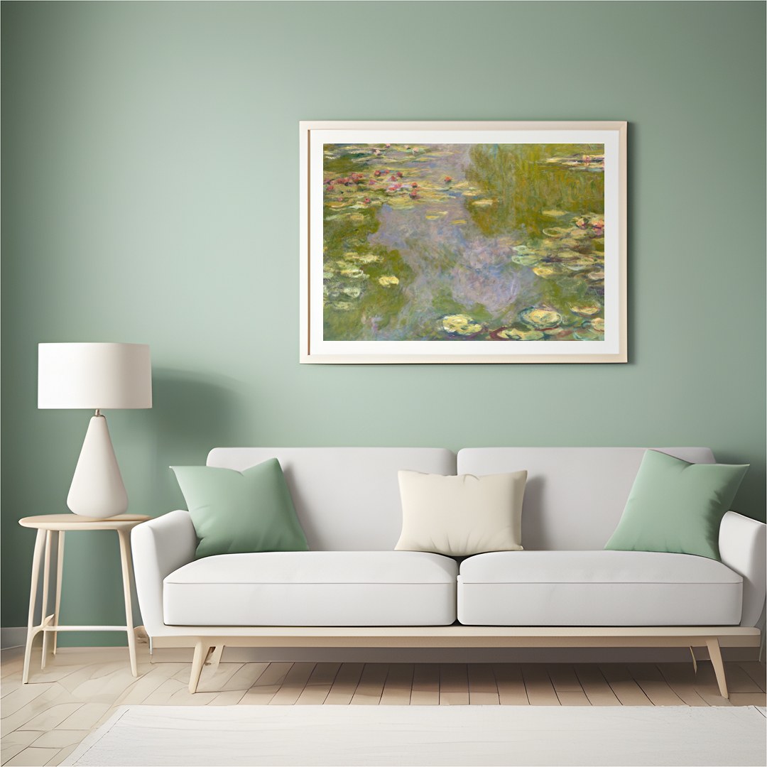 Immerse yourself in the serene beauty of 'Tranquil Impressionist Water Lilies.' This exquisite wall for Hall