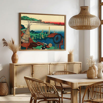 Immerse yourself in the serene beauty of this traditional Japanese countryside artwork. With its for Dining