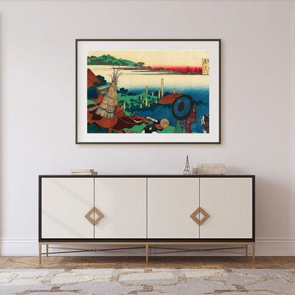 Immerse yourself in the serene beauty of this traditional Japanese countryside artwork. With its for Foyer