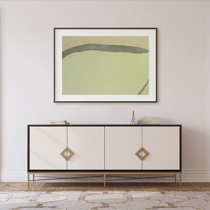 This serene piece captures a solitary figure in a minimalist landscape, blending traditional and for Foyer