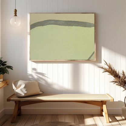 This serene piece captures a solitary figure in a minimalist landscape, blending traditional and for Hallway