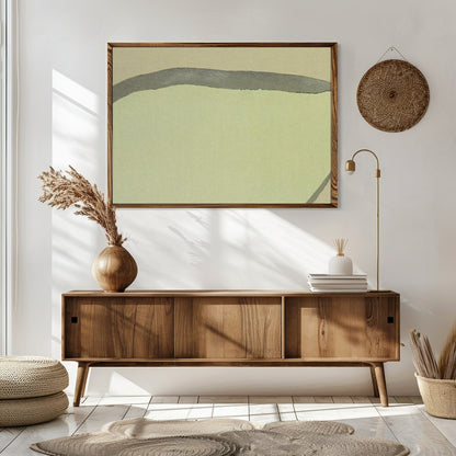 This serene piece captures a solitary figure in a minimalist landscape, blending traditional and for Sitting Area