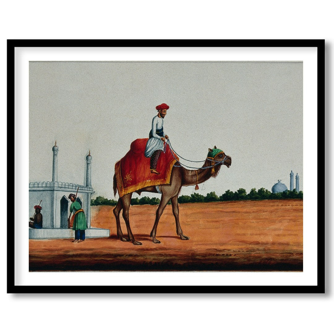 Immerse yourself in a scene of serene travel with this exquisite artwork depicting a rider on a for gallery