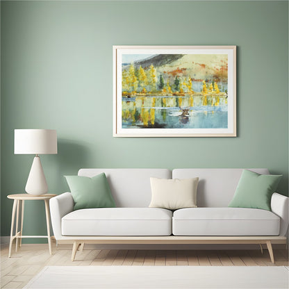 Immerse yourself in the serene beauty of nature with this stunning watercolor artwork. The piece for Hall
