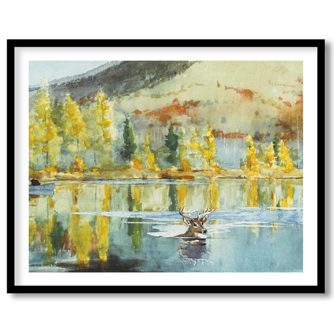 Immerse yourself in the serene beauty of nature with this stunning watercolor artwork. The piece for place