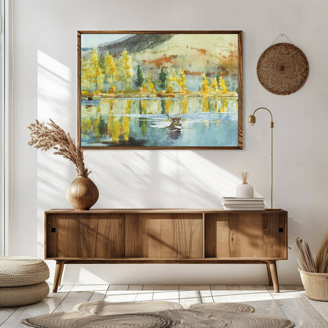 Immerse yourself in the serene beauty of nature with this stunning watercolor artwork. The piece for Sitting Area