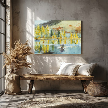Immerse yourself in the serene beauty of nature with this stunning watercolor artwork. The piece for Veranda