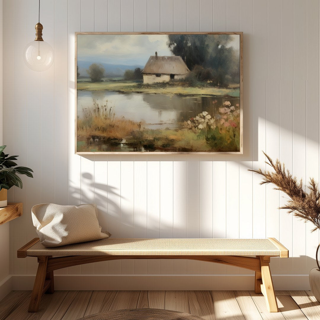 Capture the essence of serene countryside living with this tranquil lakeside scene. The artwork for Hallway