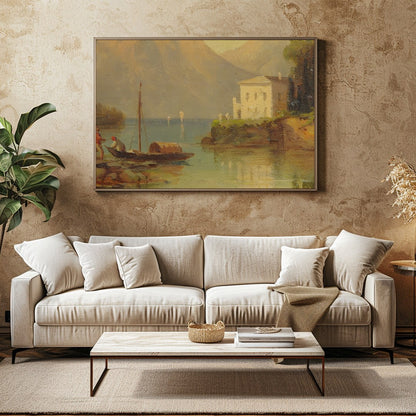 Immerse yourself in the serenity of this captivating landscape, showcasing a gentle lakeside scene for Family Room