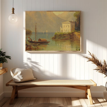 Immerse yourself in the serenity of this captivating landscape, showcasing a gentle lakeside scene for Hallway