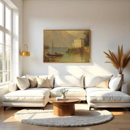 Immerse yourself in the serenity of this captivating landscape, showcasing a gentle lakeside scene for Living Room