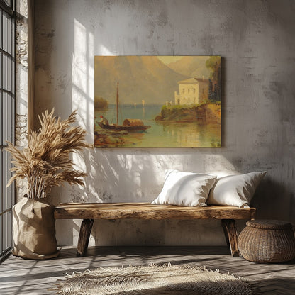 Immerse yourself in the serenity of this captivating landscape, showcasing a gentle lakeside scene for Veranda