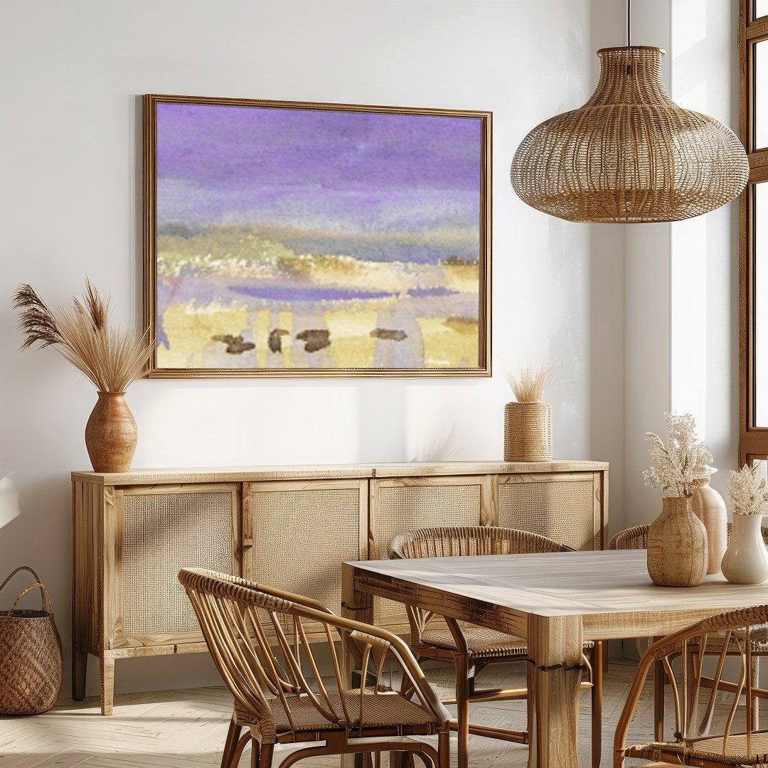Experience the serene beauty of nature with this exquisite watercolor piece, showcasing dreamy for Dining