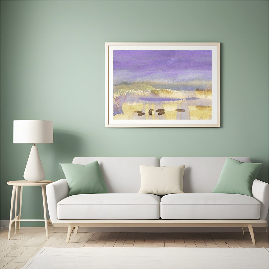 Experience the serene beauty of nature with this exquisite watercolor piece, showcasing dreamy for Hall