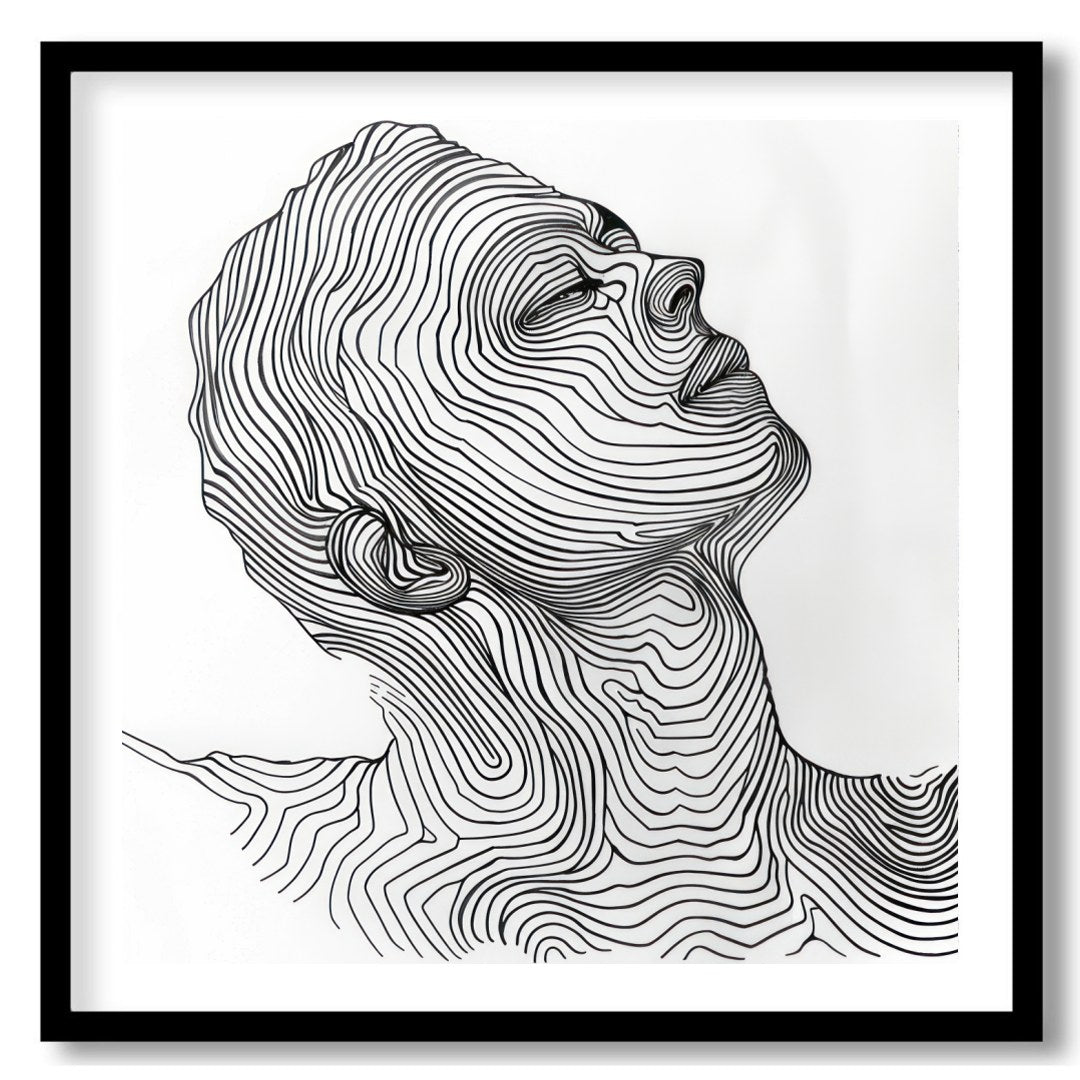 Discover elegance with this mesmerizing linework portrait, capturing the serene profile of a human for gallery