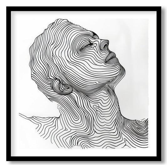 Discover elegance with this mesmerizing linework portrait, capturing the serene profile of a human for gallery