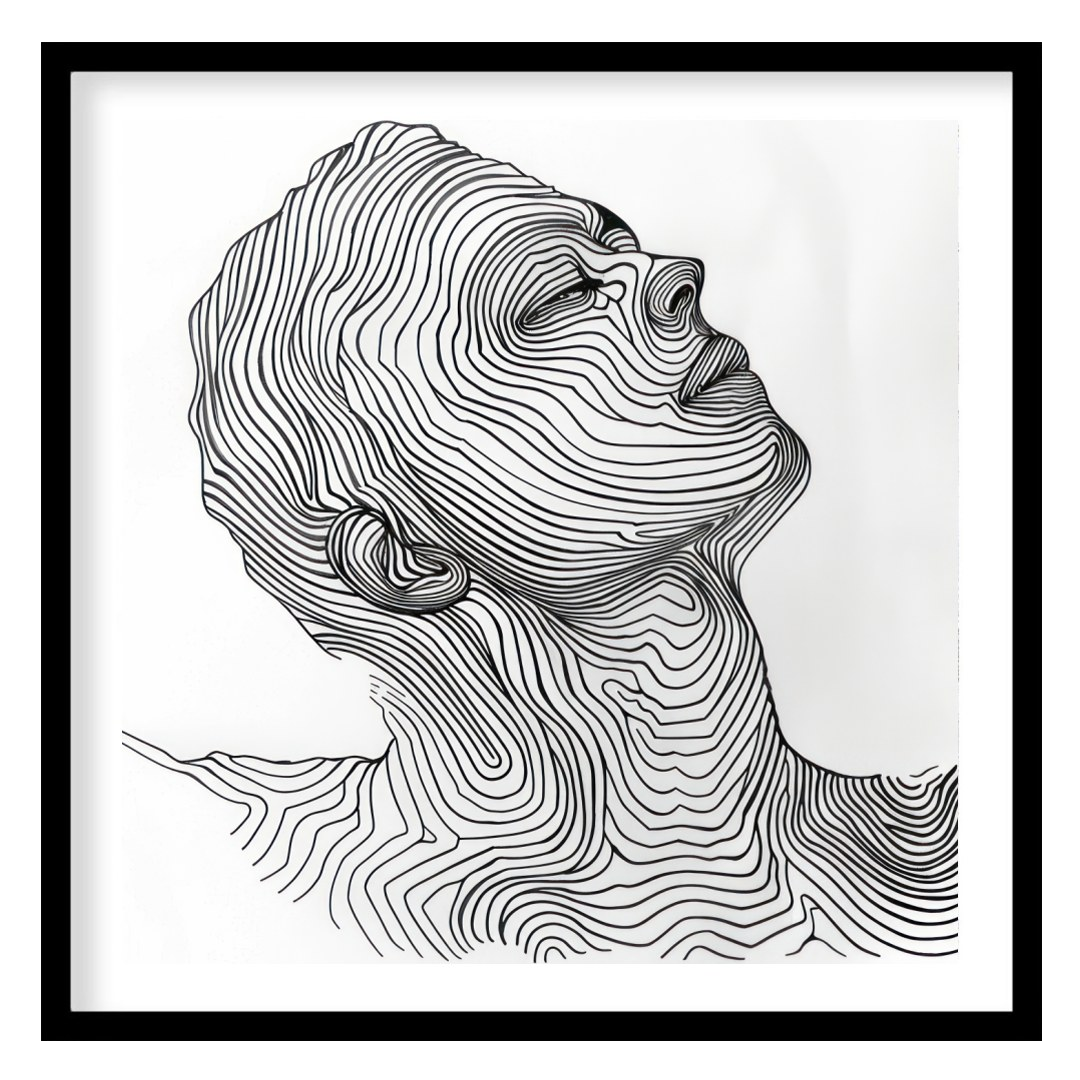 Discover elegance with this mesmerizing linework portrait, capturing the serene profile of a human for gallery