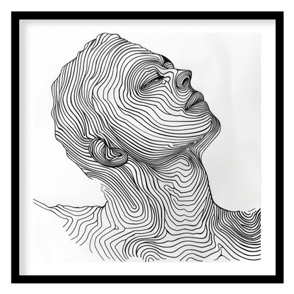 Discover elegance with this mesmerizing linework portrait, capturing the serene profile of a human for gallery