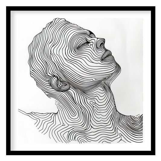 Discover elegance with this mesmerizing linework portrait, capturing the serene profile of a human for gallery