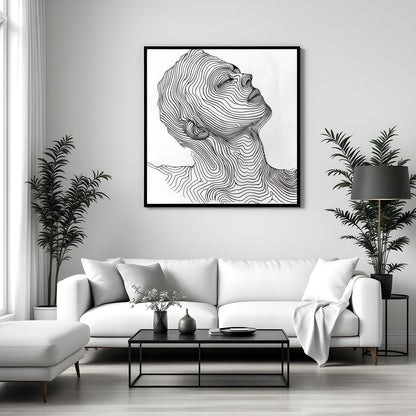Discover elegance with this mesmerizing linework portrait, capturing the serene profile of a human for Sitting Area
