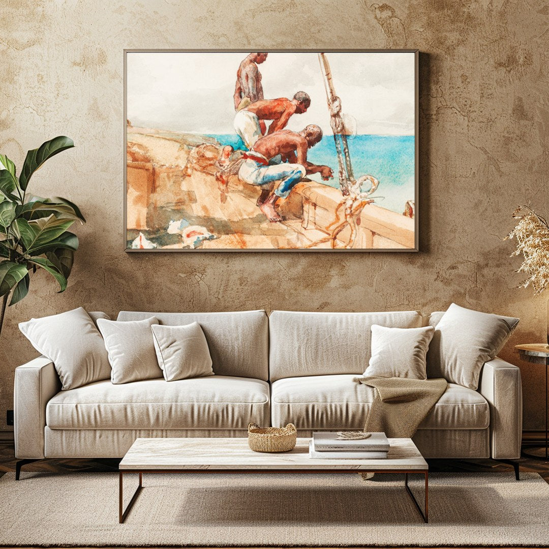 Immerse yourself in the serene beauty of this nautical masterpiece, capturing a moment of maritime for Family Room