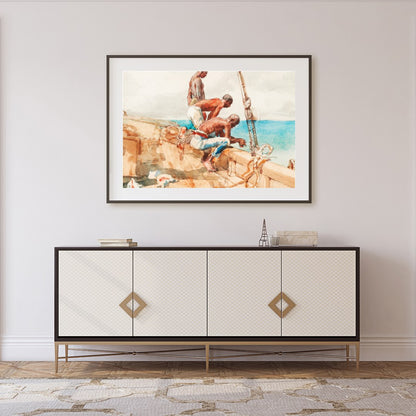 Immerse yourself in the serene beauty of this nautical masterpiece, capturing a moment of maritime for Foyer