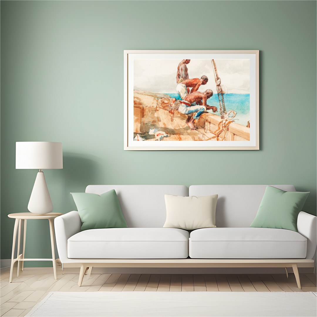 Immerse yourself in the serene beauty of this nautical masterpiece, capturing a moment of maritime for Hall
