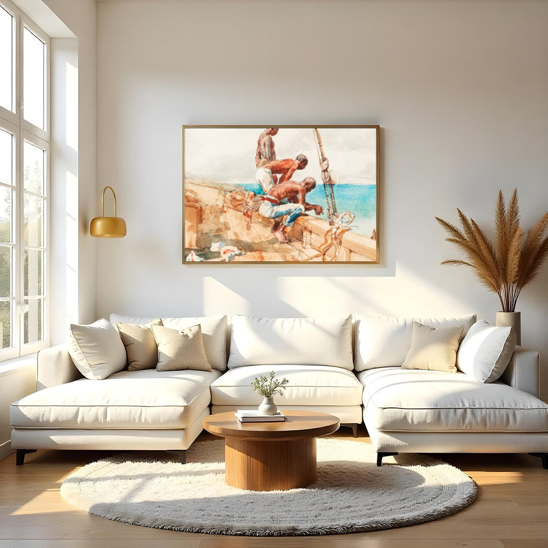 Immerse yourself in the serene beauty of this nautical masterpiece, capturing a moment of maritime for Living Room