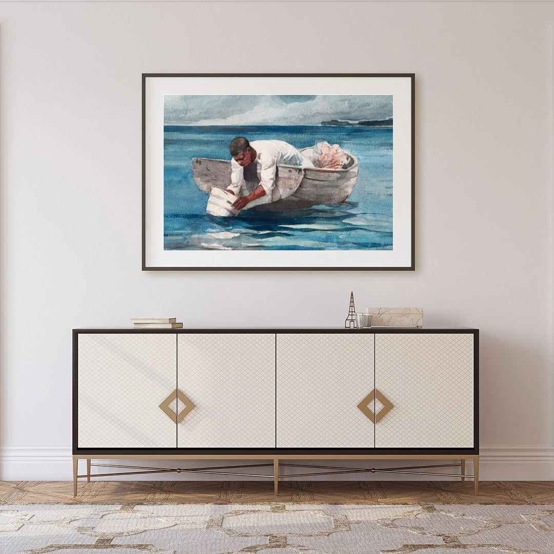 Immerse yourself in the serene beauty of this captivating watercolor painting, featuring a lone for Foyer