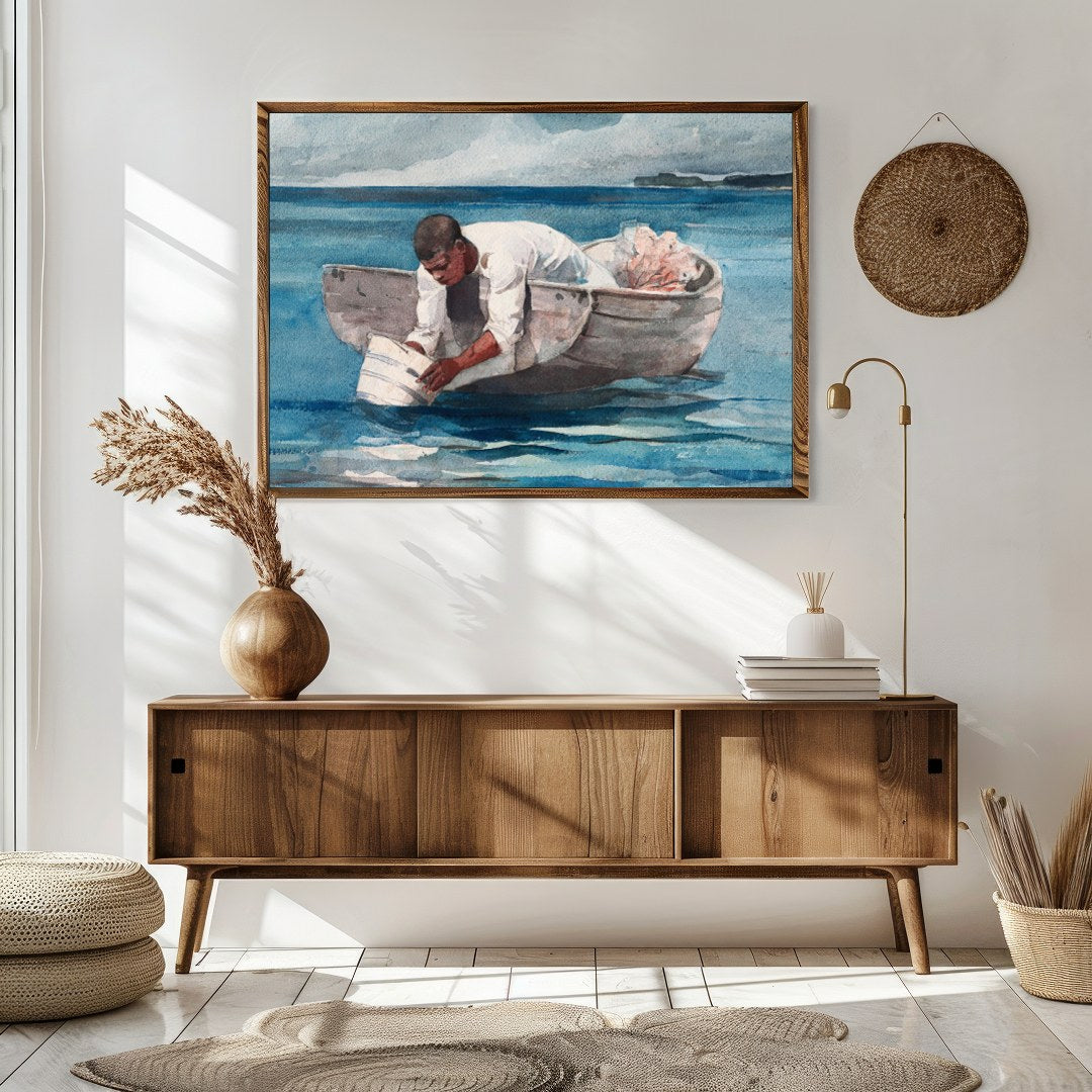 Immerse yourself in the serene beauty of this captivating watercolor painting, featuring a lone for Sitting Area