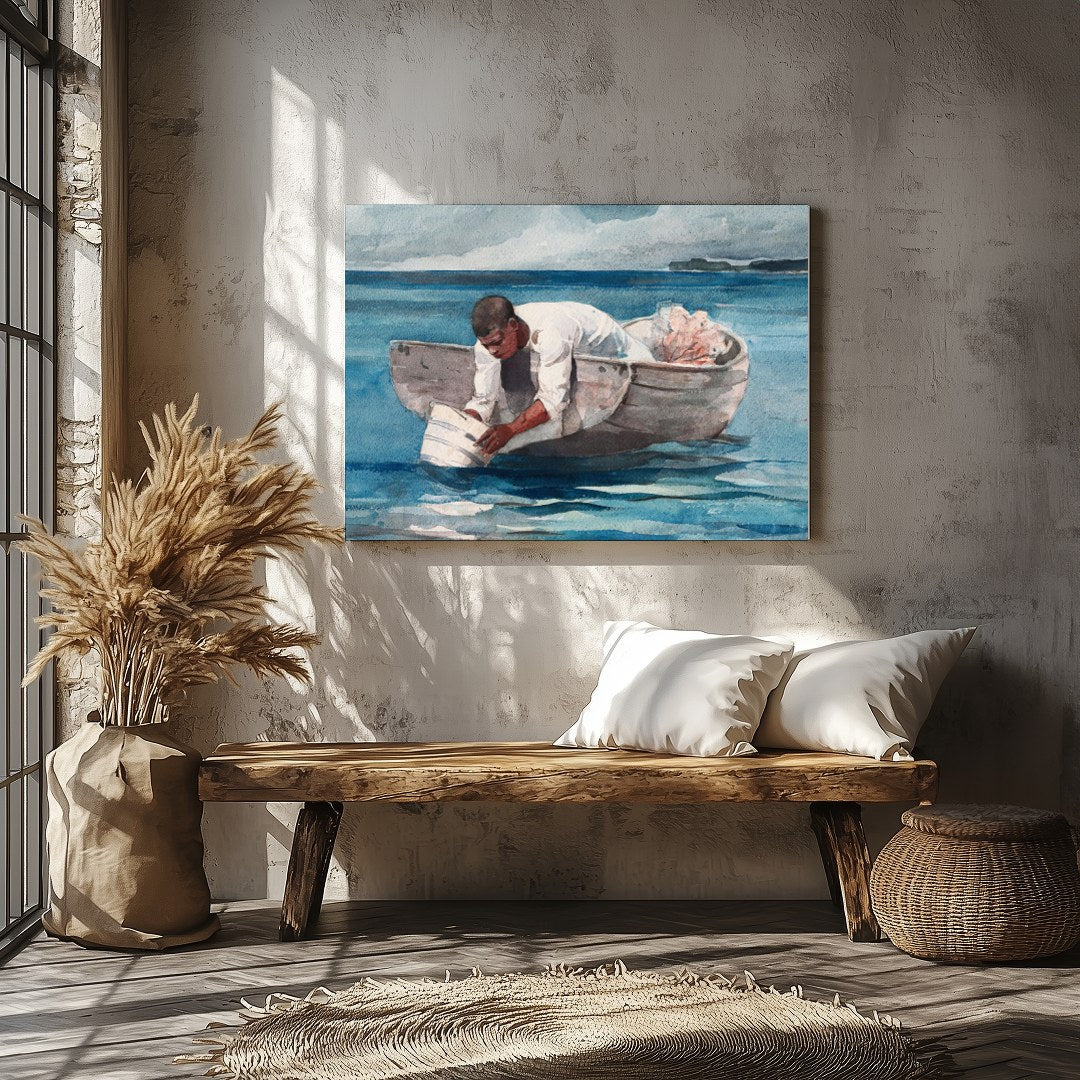 Immerse yourself in the serene beauty of this captivating watercolor painting, featuring a lone for Veranda