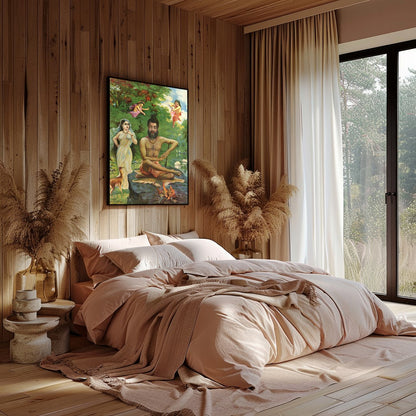 Immerse yourself in the serene beauty of this enchanting artwork, featuring a sage in meditation by for Bedroom