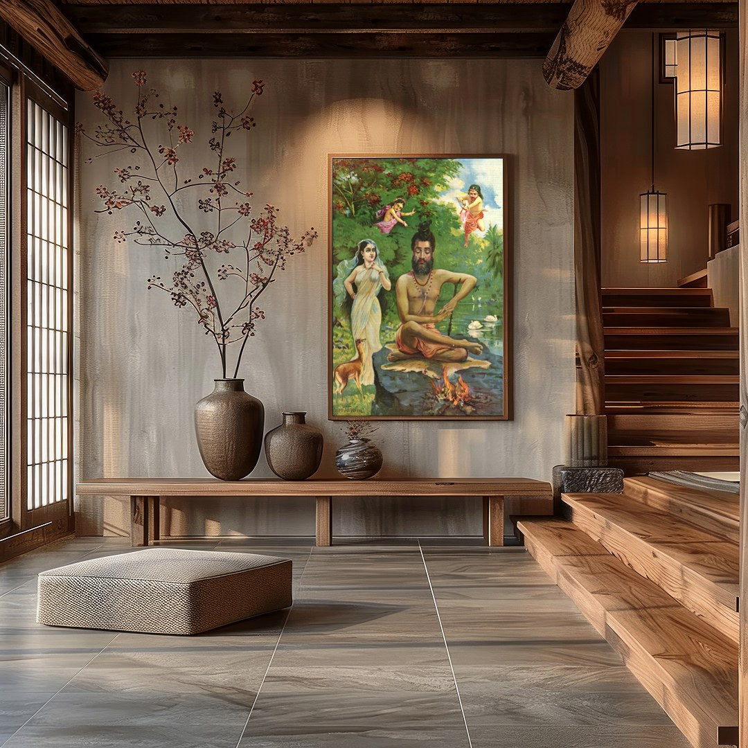 Immerse yourself in the serene beauty of this enchanting artwork, featuring a sage in meditation by for Hall