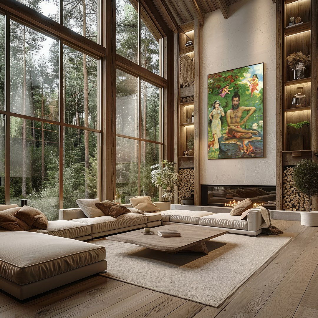 Immerse yourself in the serene beauty of this enchanting artwork, featuring a sage in meditation by for Living Room