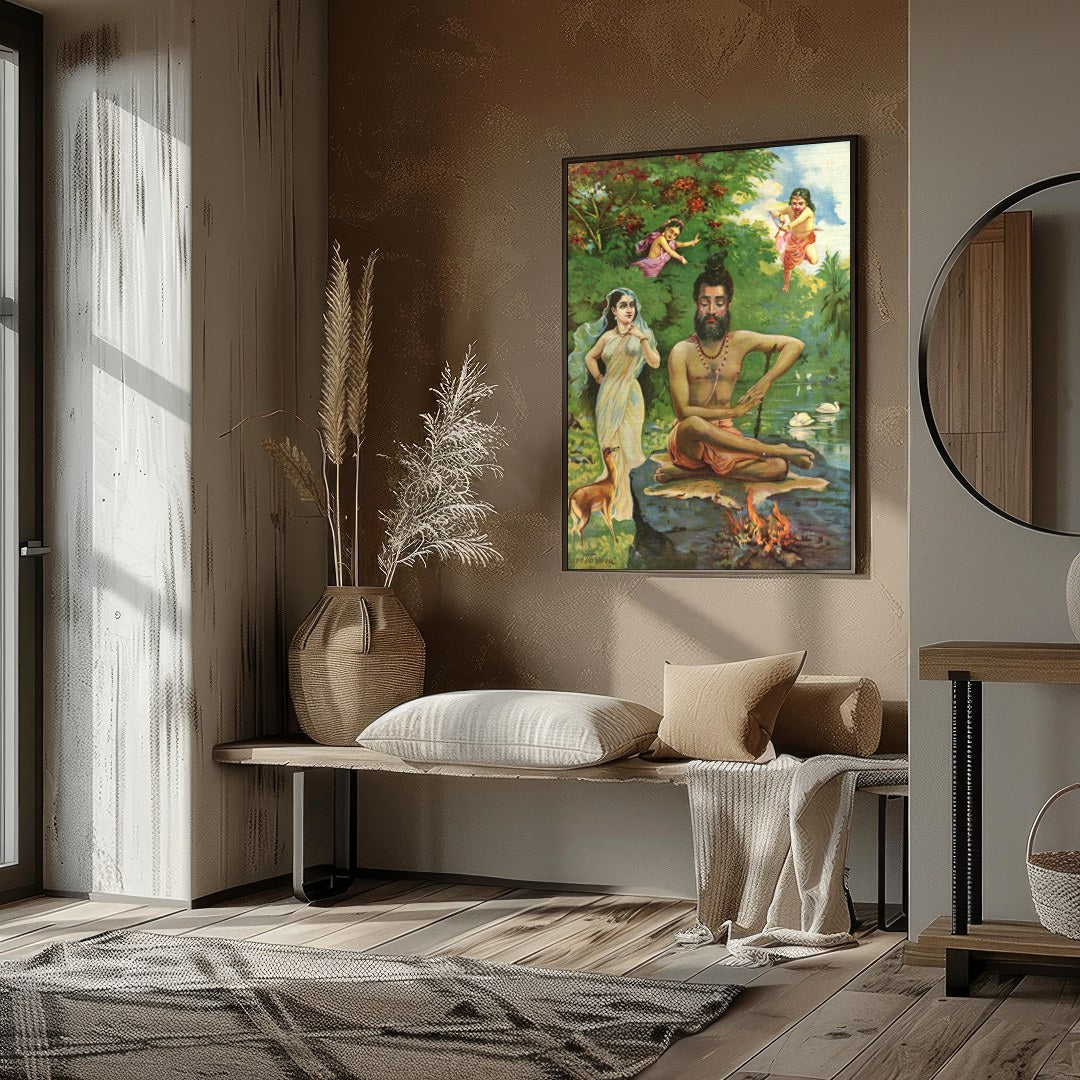 Immerse yourself in the serene beauty of this enchanting artwork, featuring a sage in meditation by for office
