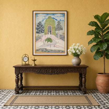 Immerse yourself in the serene elegance of this exquisite artwork depicting Lord Shiva in for Entrance