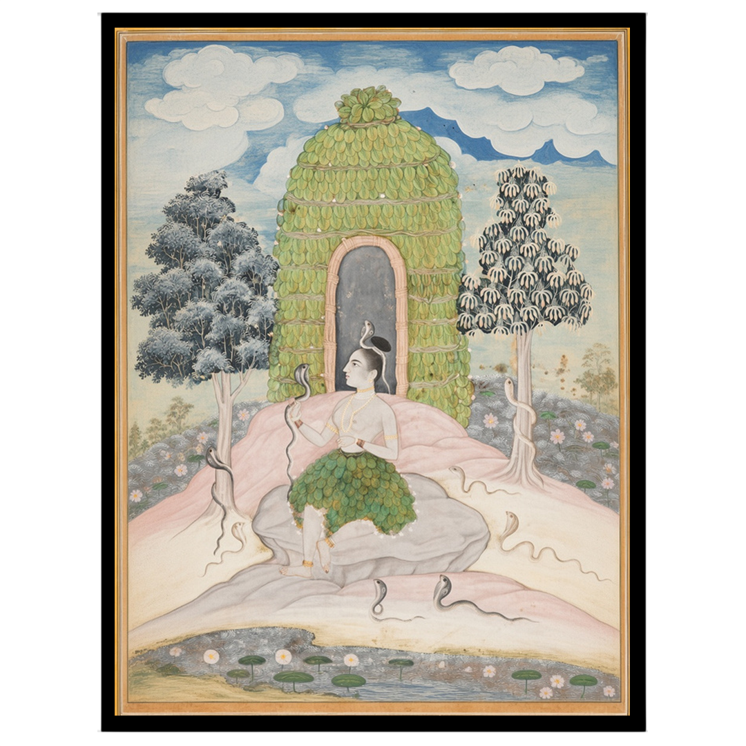 Immerse yourself in the serene elegance of this exquisite artwork depicting Lord Shiva in for loft