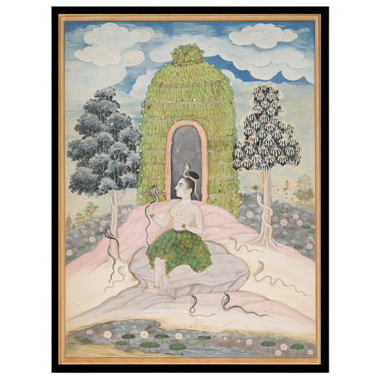 Immerse yourself in the serene elegance of this exquisite artwork depicting Lord Shiva in for loft