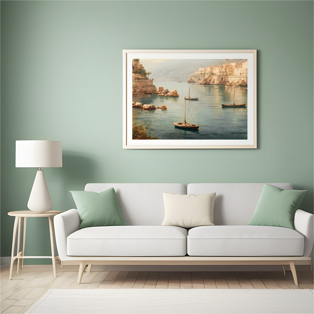 Immerse yourself in the serene beauty of this picturesque Mediterranean harbor. With its tranquil for Hall