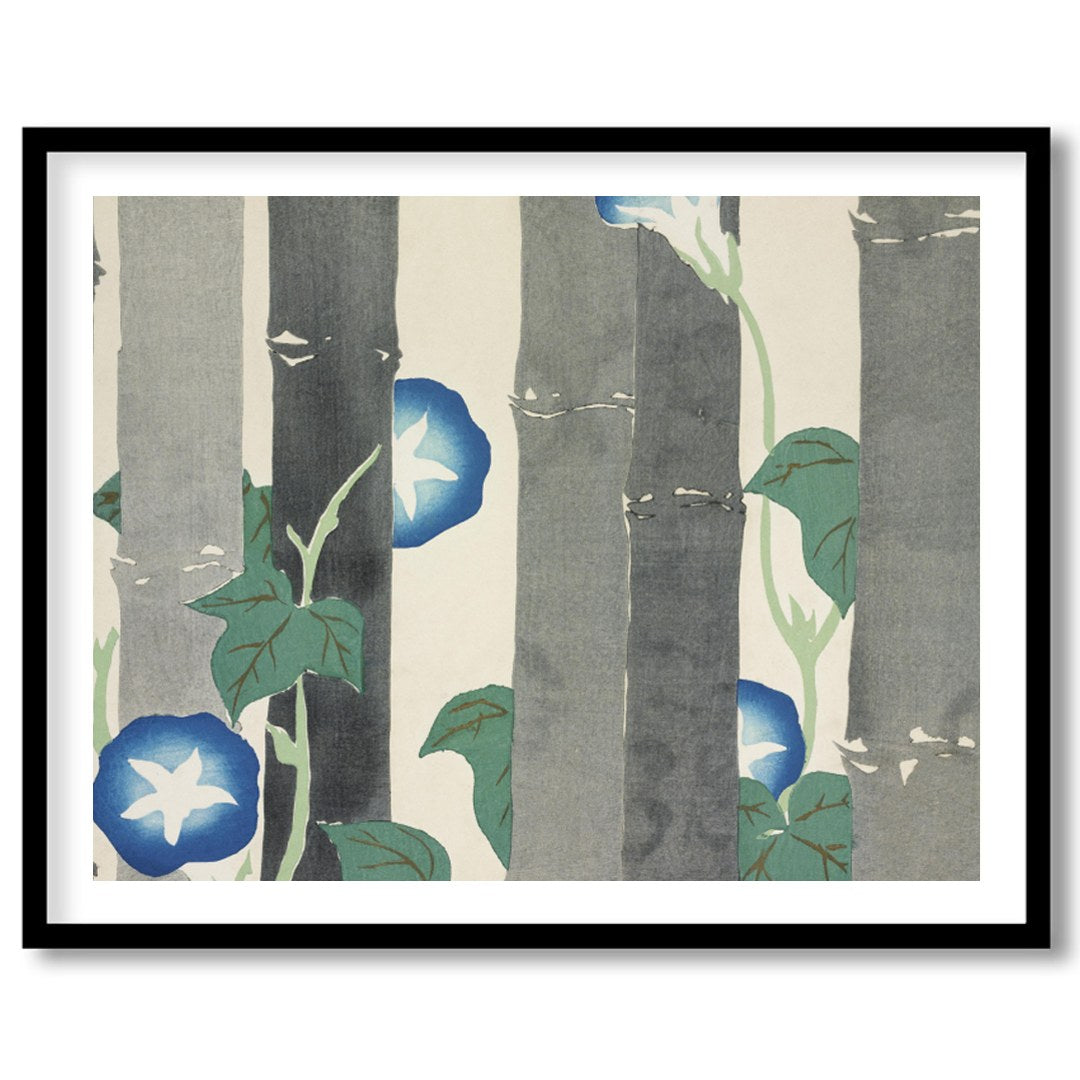 Dive into the serene world of nature with this exquisite artwork featuring vibrant morning glories for retreat