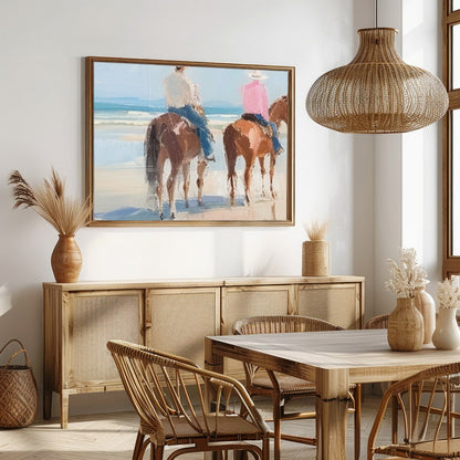 Immerse yourself in the serene beauty of a peaceful beach scene with this captivating artwork. for Dining