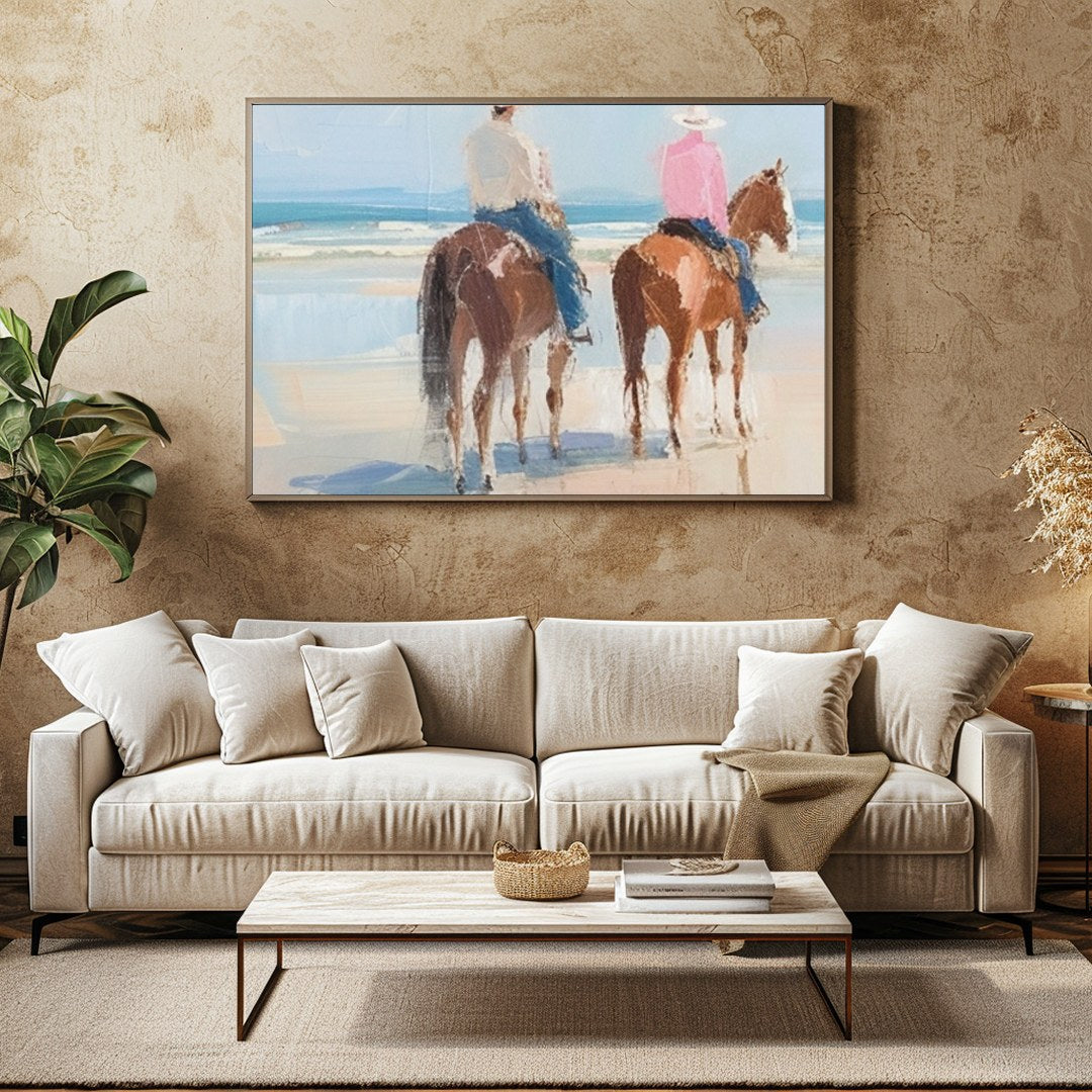 Immerse yourself in the serene beauty of a peaceful beach scene with this captivating artwork. for Family Room