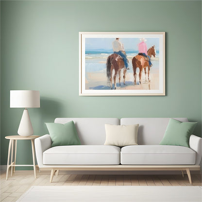 Immerse yourself in the serene beauty of a peaceful beach scene with this captivating artwork. for Hall