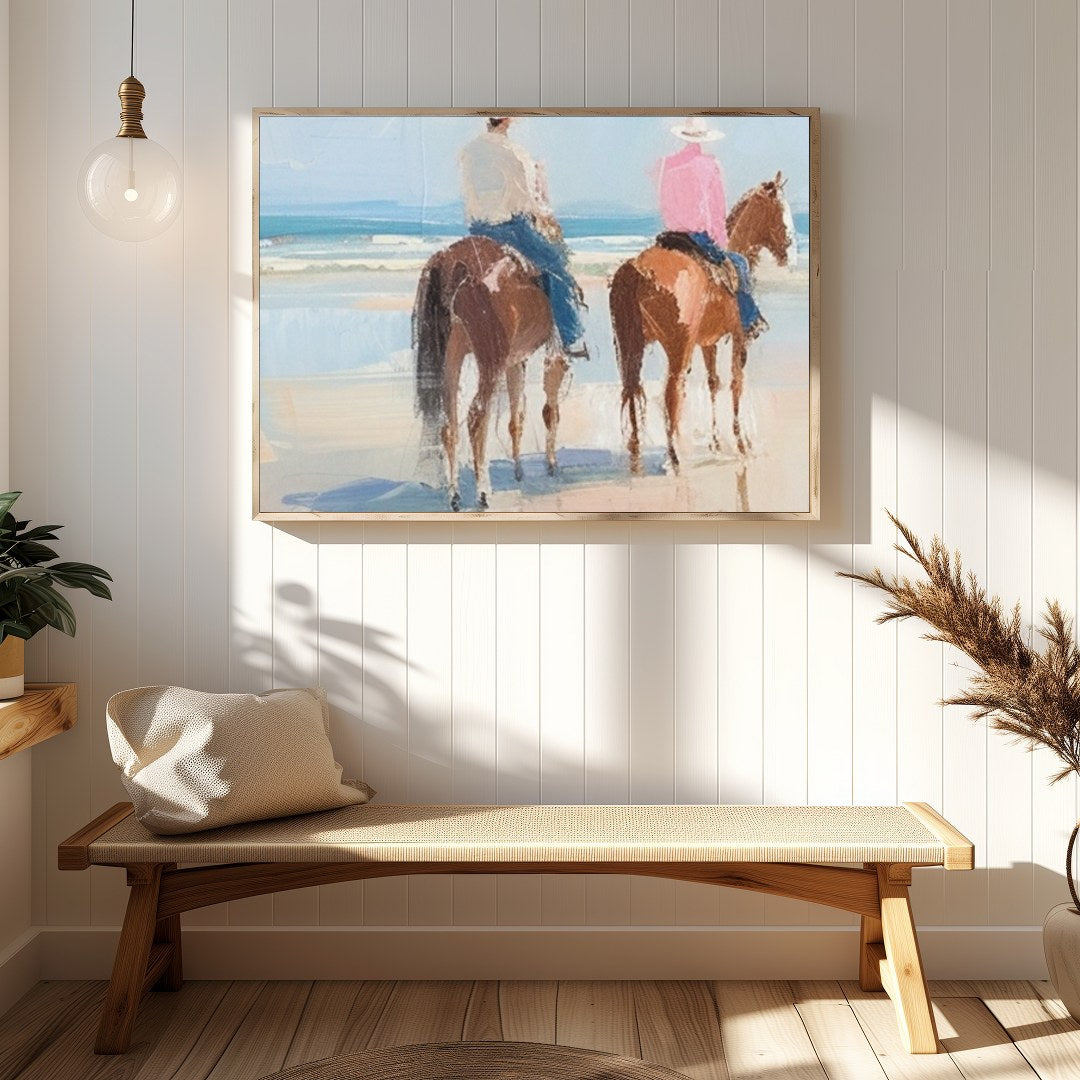 Immerse yourself in the serene beauty of a peaceful beach scene with this captivating artwork. for Hallway
