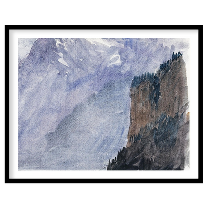 Experience the serene beauty of a mountain lake with this captivating watercolor artwork. This for abode