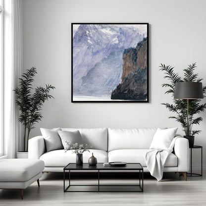 Experience the serene beauty of a mountain lake with this captivating watercolor artwork. This for Sitting Area