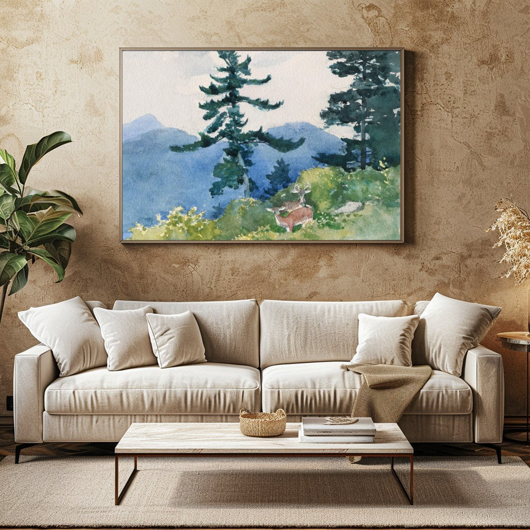Immerse yourself in the serene beauty of nature with this enchanting watercolor landscape. for Family Room
