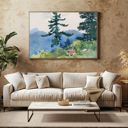 Immerse yourself in the serene beauty of nature with this enchanting watercolor landscape. for Family Room