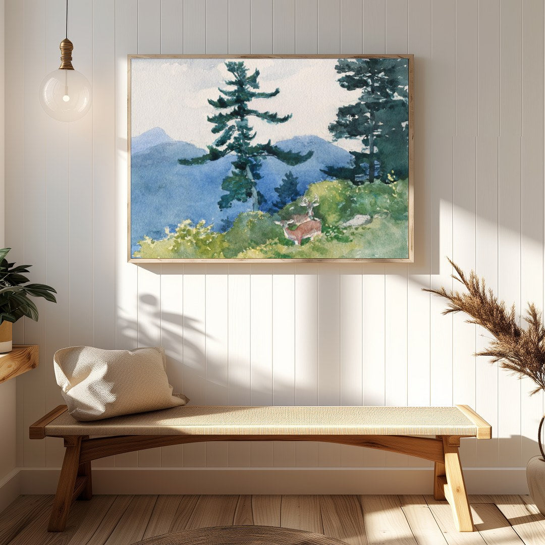 Immerse yourself in the serene beauty of nature with this enchanting watercolor landscape. for Hallway